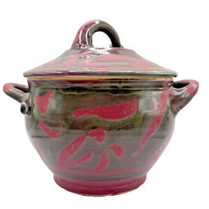 Vintage Gordon Reisig Pottery, Victoria BC, Abstract Pot with Lid,